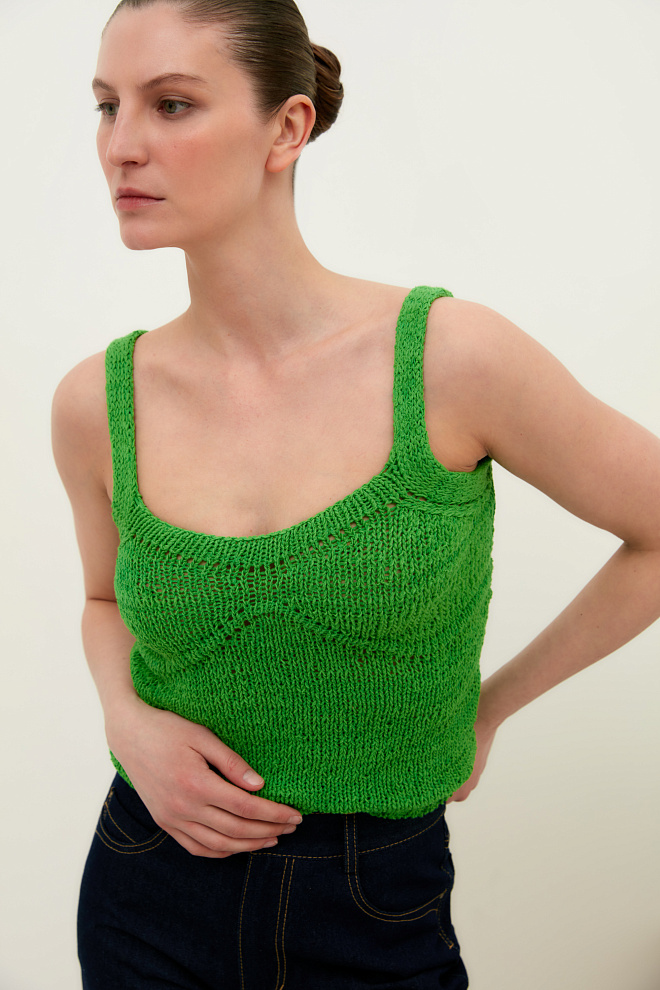 Хлопковый топ с вывязанным лифом