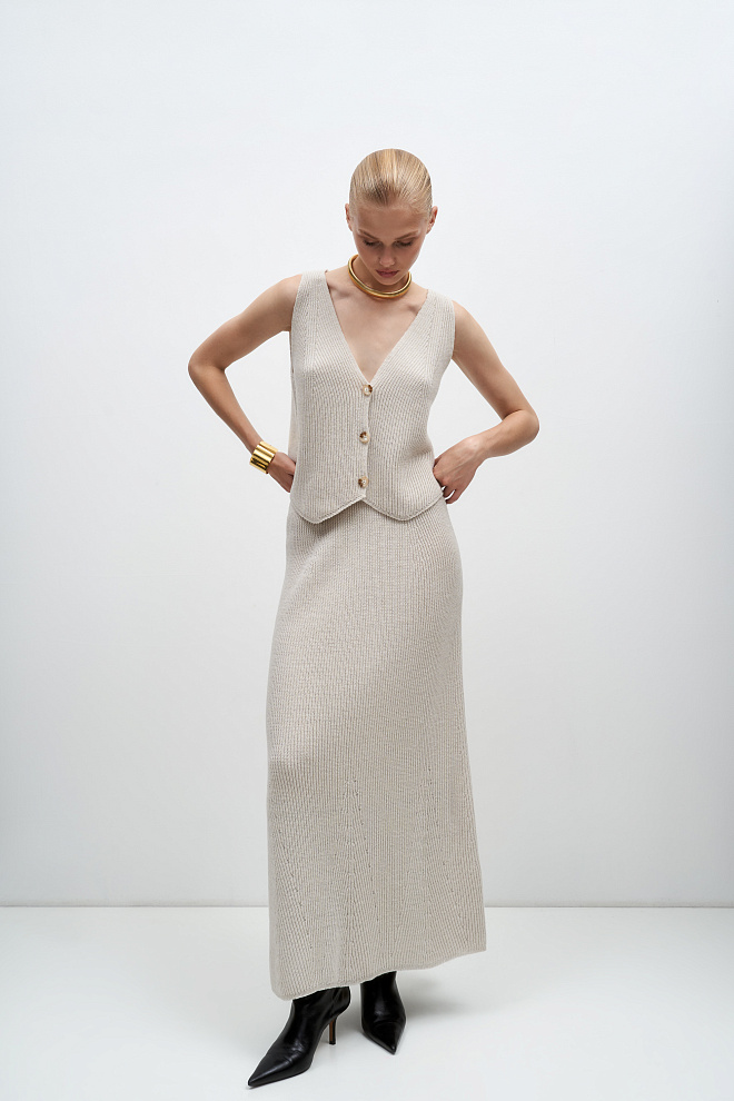 Трикотажная юбка макси из шерсти