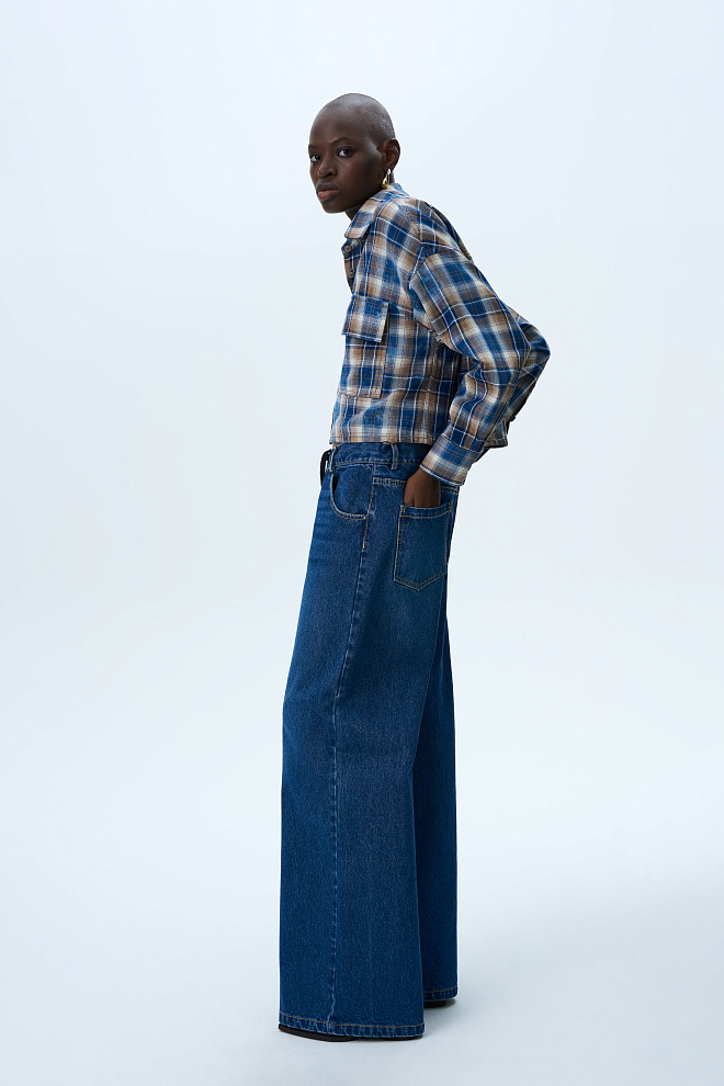 Укороченная рубашка в клетку