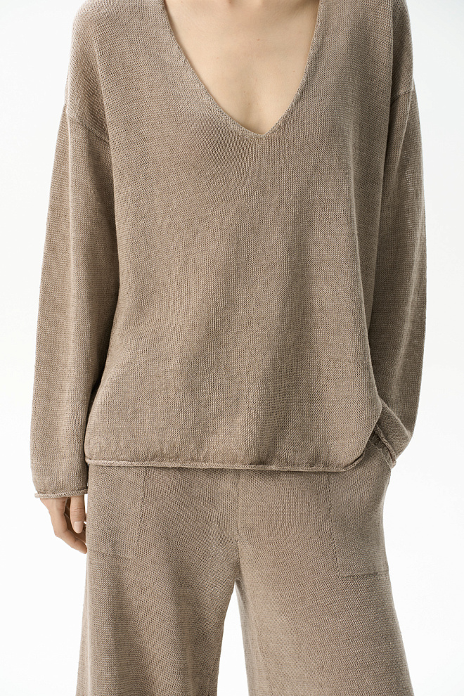 Джемпер с V-образным вырезом из 100% льна