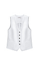 Классический жилет из 100% льна. Модель прямого кроя, с V-образным вырезом, карманами и застежкой на пуговицы.