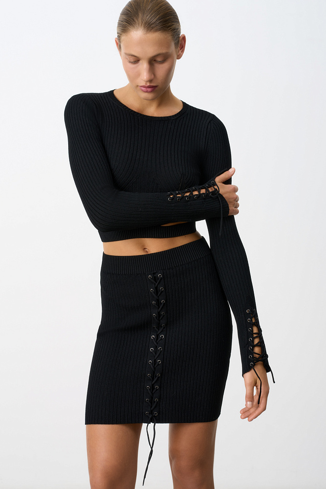 Юбка мини со шнуровкой