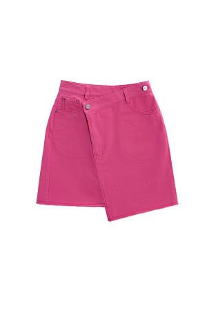 фуксия Джинсовая юбка дины мини из 100% хлопка. Модель с пятью карманами, асимметричной застежкой на молнию и пуговицу и шлевками на поясе для ремня.
