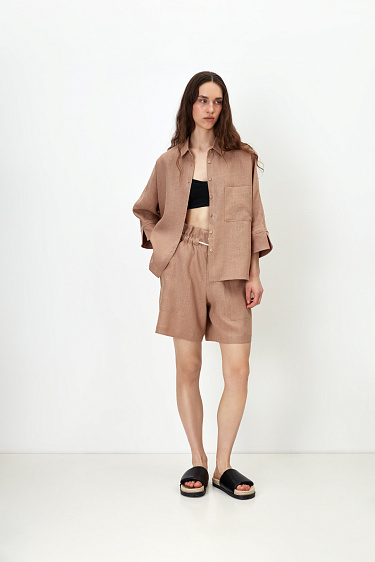 Шорты из 100% льна на кулиске