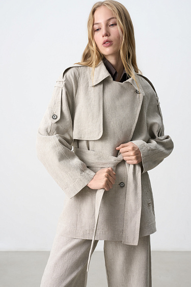 Тренч из 100% льна