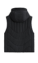 Жилет на синтепоне с капюшоном. Модель свободного силуэта с боковыми карманами. Капюшон регулируется кулиской. Застежка на молнию. На подкладке. 