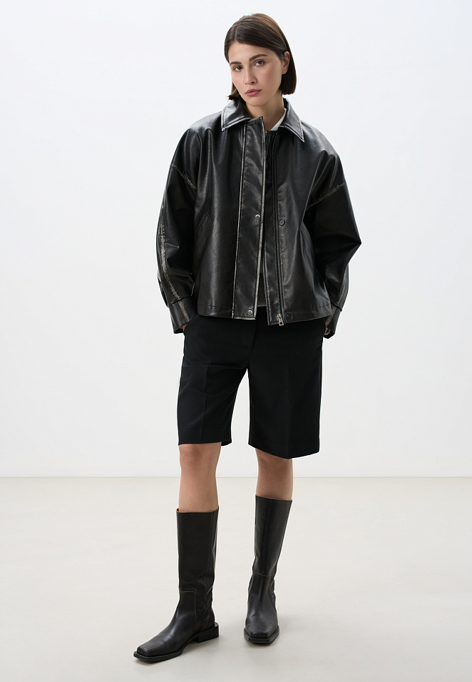 Куртка из экокожи с потертостями 