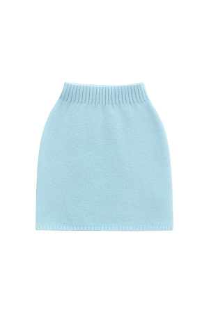 голубой Трикотажная юбка длины мини из смесовой шерсти с добавлением мохера. Модель приталенного силуэта с эластичным поясом в рубчик.