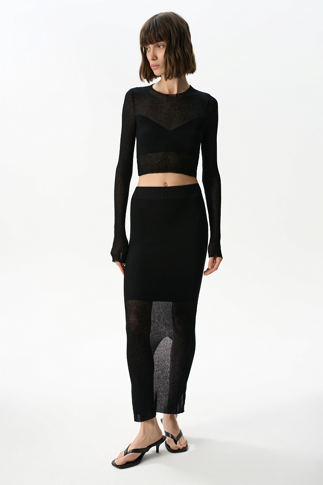 Юбка с комбинированной вязкой