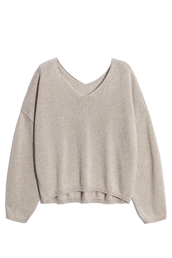 Джемпер из вискозы с люрексом и V-образным вырезом