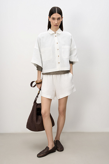 Костюм из 100% льна из рубашки и шорт