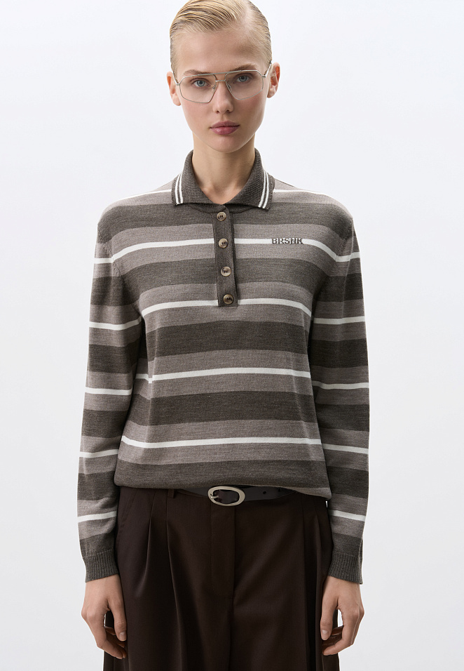 Трикотажное поло в полоску