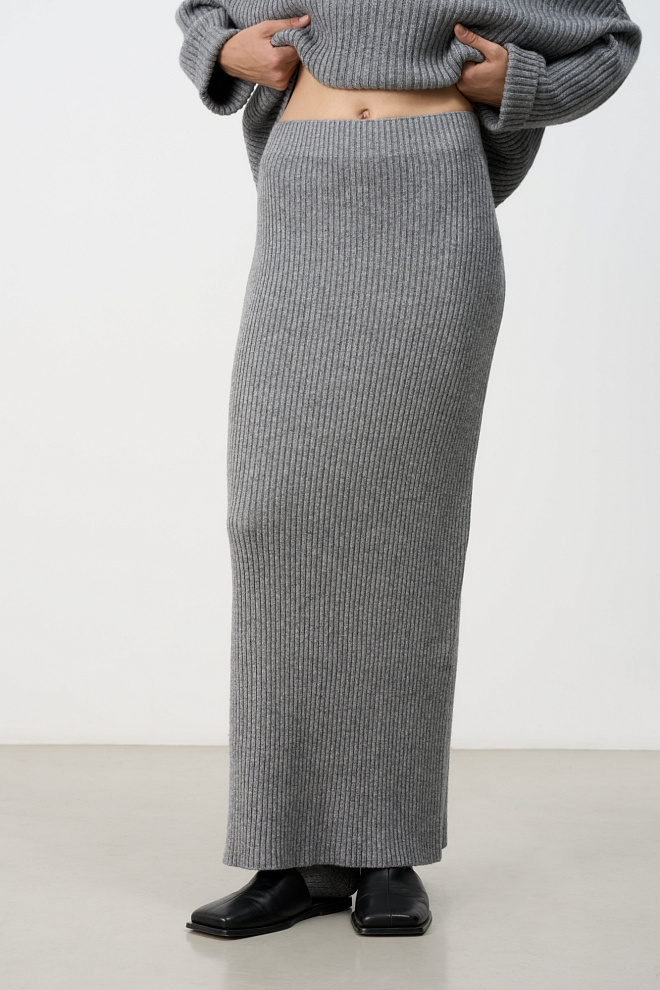 Юбка в рубчик из кашемира и шерсти 