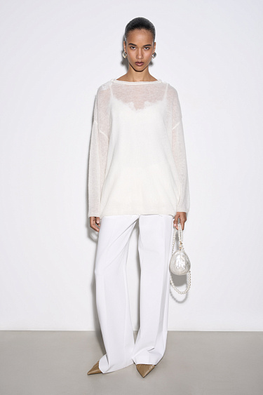 Джемпер из шерсти мериноса с кружевом