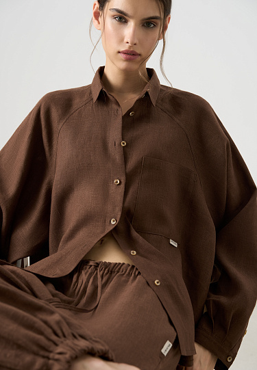 Рубашка из 100% льна с рукавом реглан