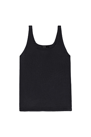 черный Цельновязаная майка из 100% вискозы на тонких бретелях. 