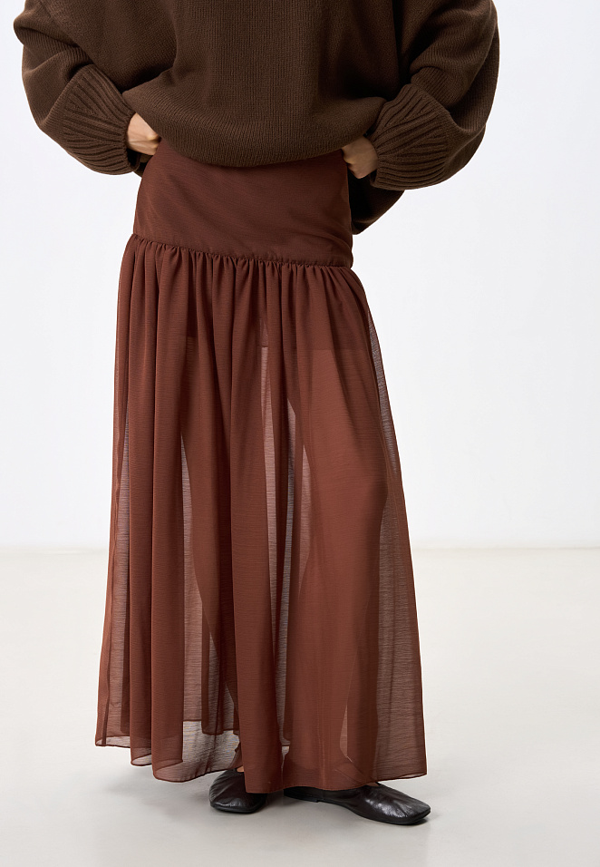 Шифоновая юбка с кокеткой 