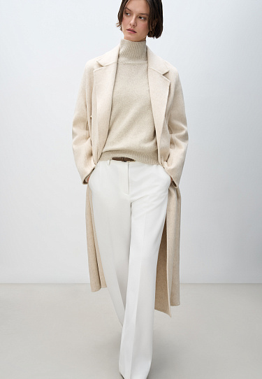 Двубортное шерстяное пальто