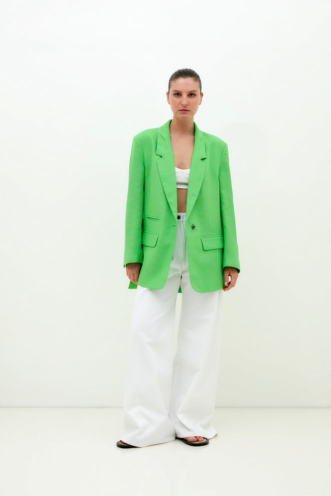 Жакет с разрезами по бокам из 100% льна