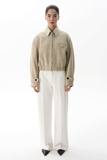 Шерстяной бомбер с отложным с воротником