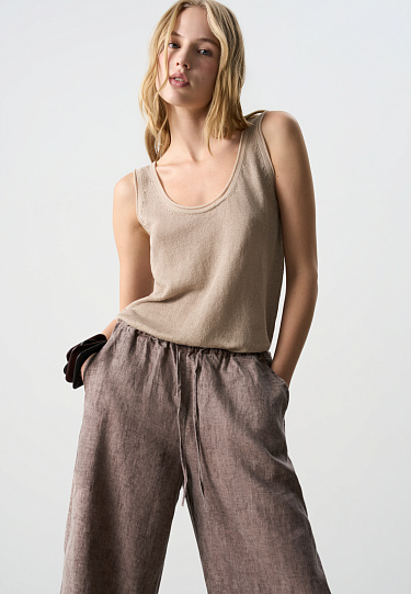 Брюки из 100% льна на кулиске 