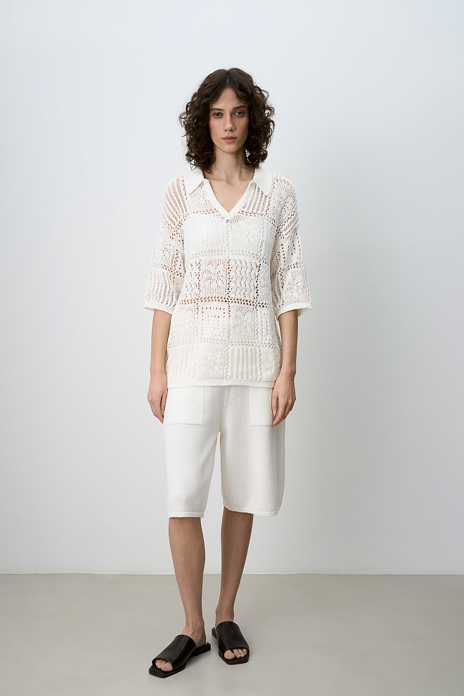 Трикотажная футболка поло в стиле пэчворк