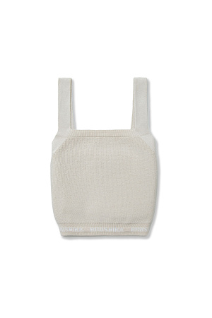 бежевый Трикотажный кроп-топ из хлопка с добавлением вискозы. Модель на широких лямках. по нижнему краю изделие декорировано контрастной вышивкой с названием бренда.