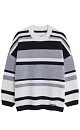 Трикотажный джемпер из шерсти в полоску. Модель свободного силуэта, со спущенной линией плеч, длинными рукавами и круглым вырезом горловины. Изделие декорировано пришивным логотипом бренда.&nbsp;&nbsp;