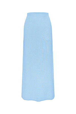голубой Трикотажная юбка длины макси из хлопка с добавлением вискозы. Модель свободного силуэта с эластичным поясом в рубчик. Дополнить образ можно жилетом в таком же стиле.