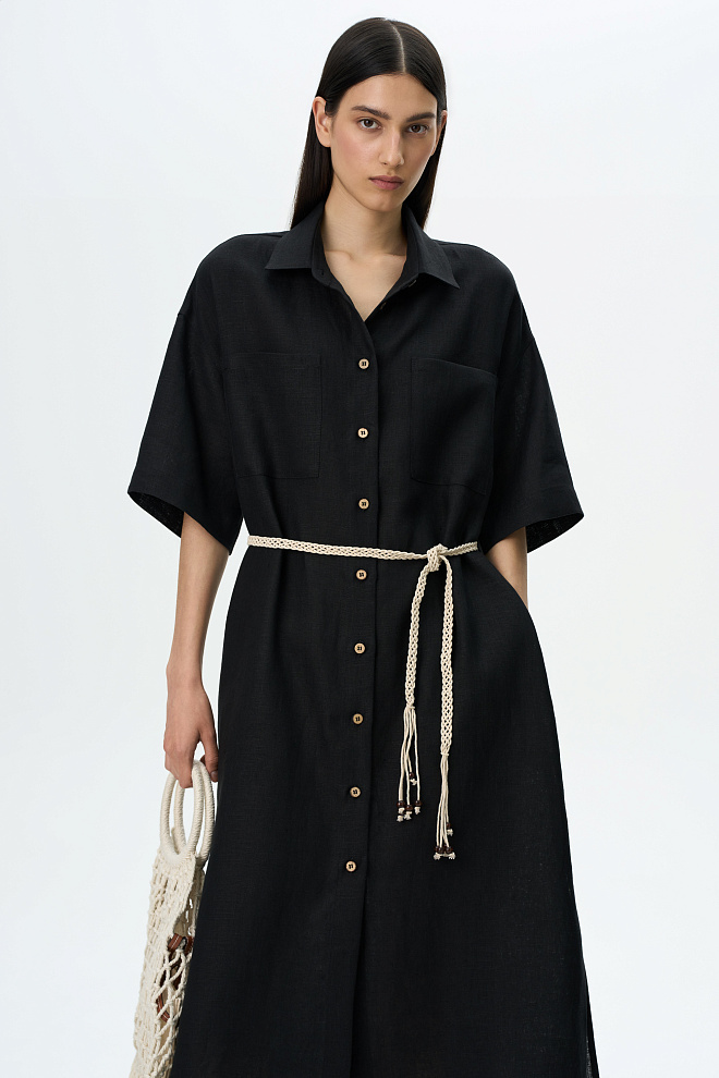 Платье-рубашка из 100% льна