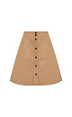 Мини-юбка из двусторонней экокожи с застежкой на пуговицы. Модель трапециевидного силуэта без подкладки.
