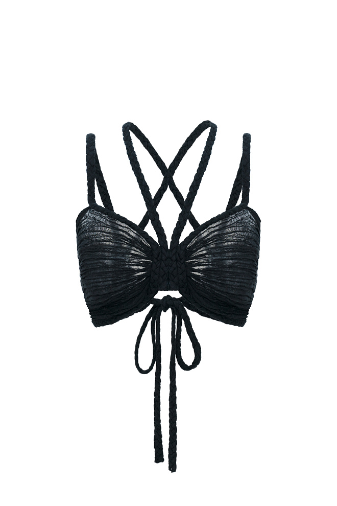 Полупрозрачный топ сложного кроя изо льна