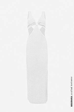 белый Трикотажное платье из вискозы с разрезом сбоку, кольцом на груди и открытой спиной.