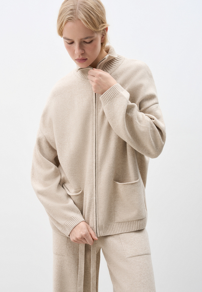 Спортивный бомбер из кашемира и шерсти 
