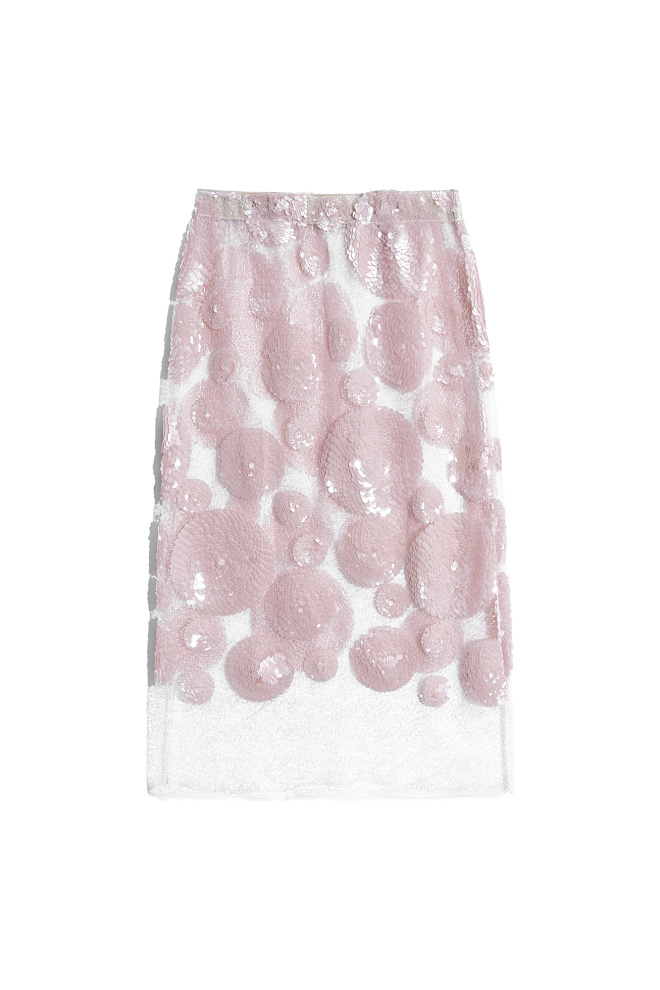 Юбка миди с геометрическим орнаментом из пайеток