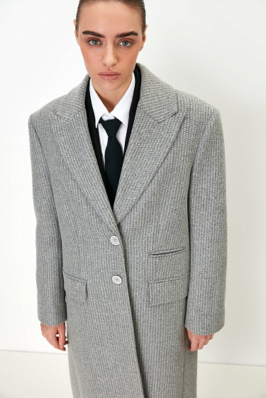 Классическое пальто в полоску 