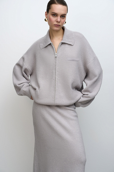 Бомбер из мохера и шерсти