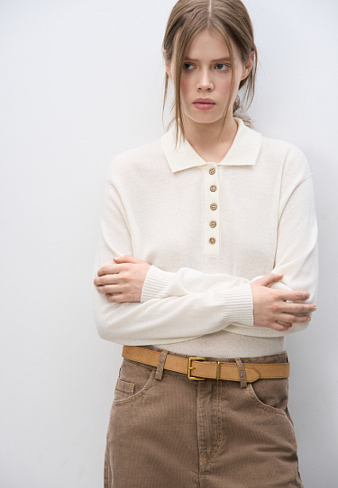 Джемпер из кашемира и шерсти с воротником поло