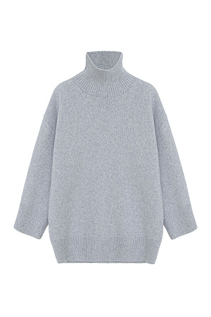 серый Джемпер из тончайшей мериносовой шерсти. Можно носить с обеих сторон. Возле воротника вывязана буква "B".