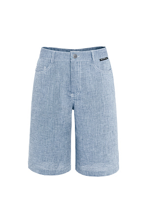 голубой Шорты из 100% льна с брендированным ярлыком на поясе. Пять карманов, застежка на молнию и пуговицу.