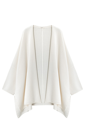 белый Трикотажный кардиган из шерсти и кашемира. Модель свободного кроя, с длинными широкими рукавами и спущенной линией плеч. Без застежки.