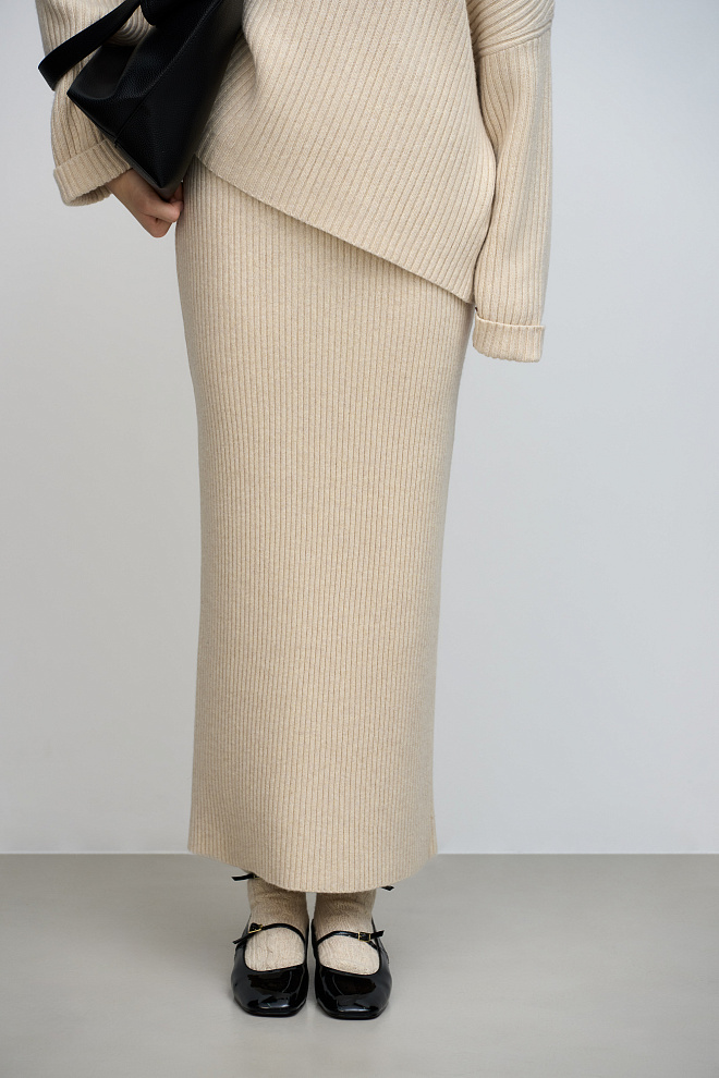 Юбка в рубчик из кашемира и шерсти 