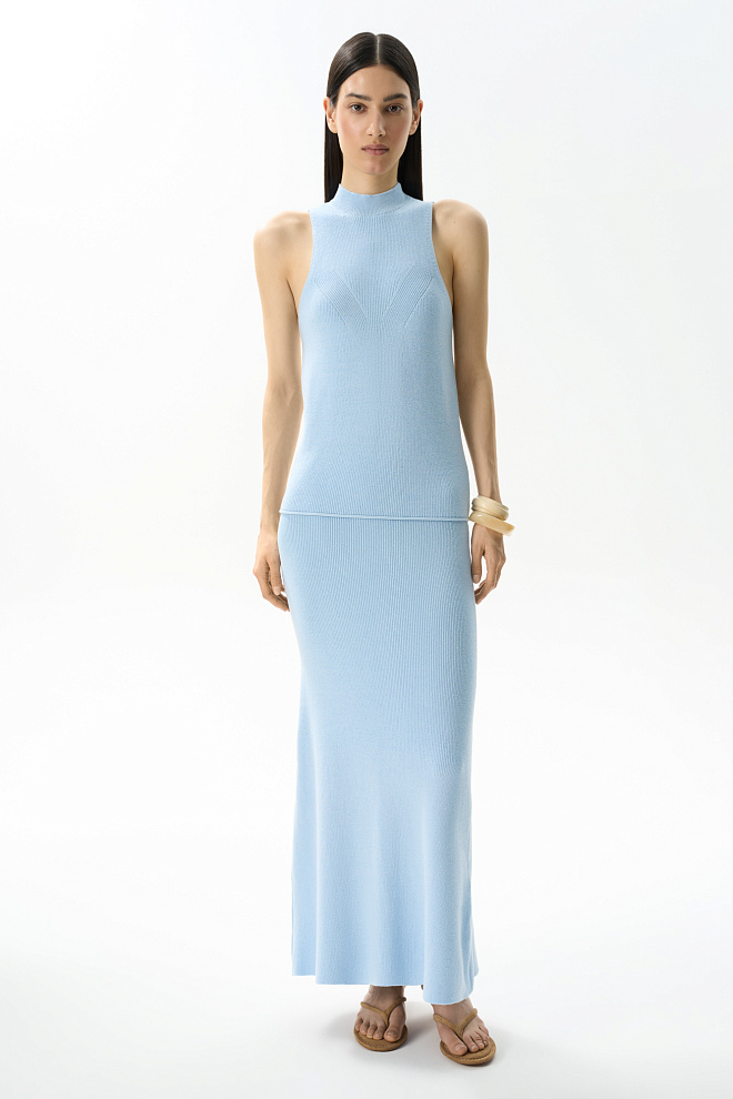 Топ из хлопка с воротником-стойкой 