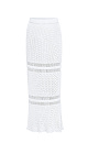 Трикотажная юбка длины макси. Модель приталенного силуэта, выполненная сложным ажурным переплетением с протяжками. 