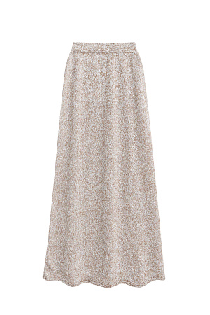 бежевый Трикотажная юбка длины макси из хлопка с добавлением вискозы. Модель А-силуэта, с широким эластичным поясом на резинке. Изделие декорировано маленькими пайетками.