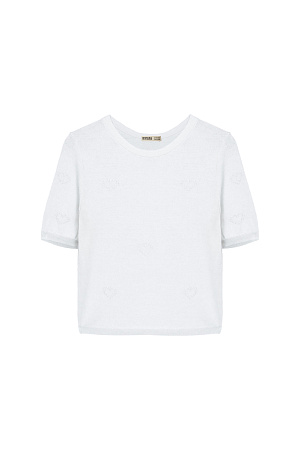 белый Трикотажная футболка из визкозы с объемным узором в виде сердец. 