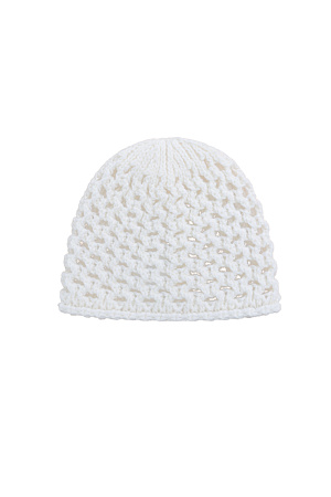 белый Трикотажная шапка из шерсти. Модель выполнена ажурным переплетением с отворотом.