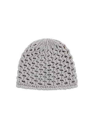 бежевый Трикотажная шапка из шерсти. Модель выполнена ажурным переплетением с отворотом.