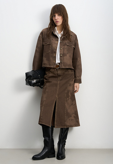 Юбка миди с принтом лошадей