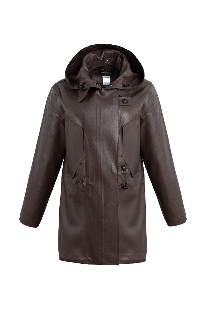 Парка из экокожи с капюшоном 